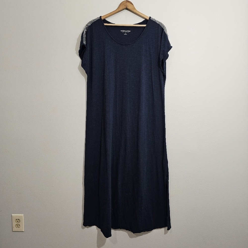 Soft Surroundings Navy Blue Sequin Accented Maxi Dress
